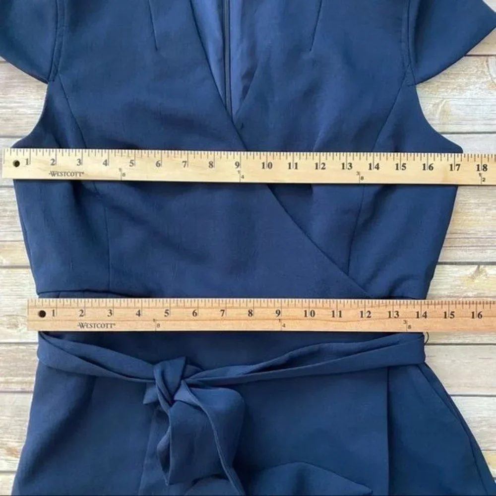 J. Crew Navy Wrap Sheath Midi Dress